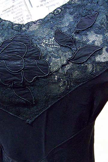 vintage 30s 40s decorated black slip