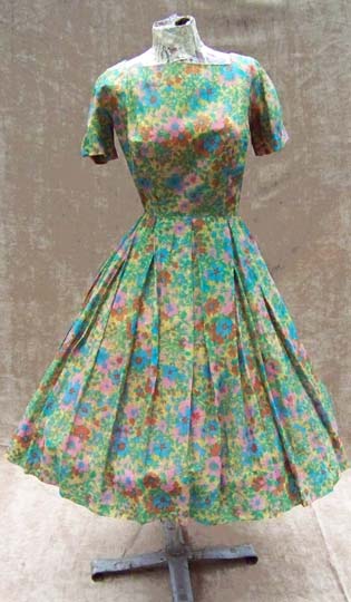 vintage 50s printed silk dress