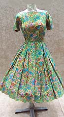 vintage 50s printed silk chiffon dress