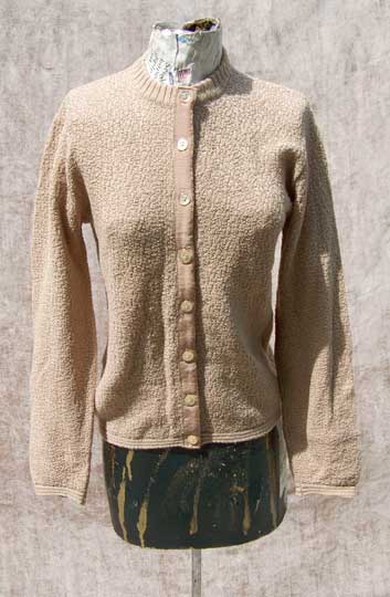 vintage 50s mad men tan boucle cardigan