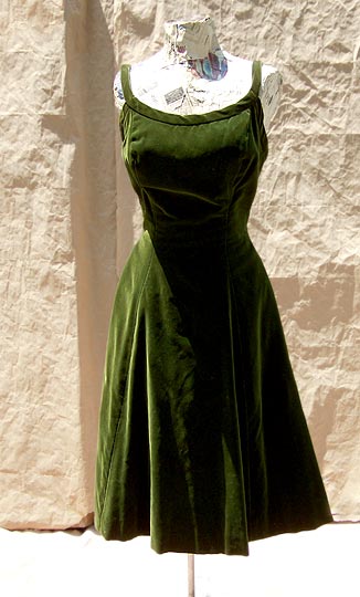 vintage green velvet ballerina dress