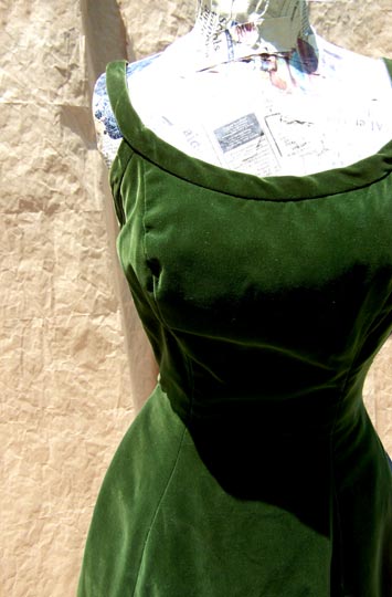vintage green velvet ballerina dress