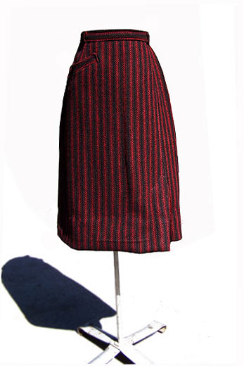 50s red stripe pencil skirt