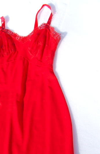 vintage 50s red nylon slip