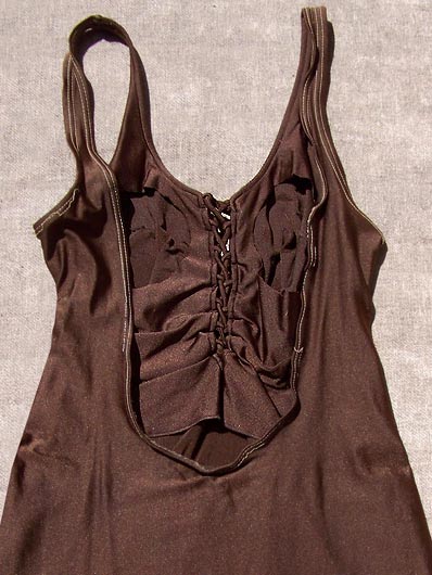 vintage shimmery lace up swimsuit