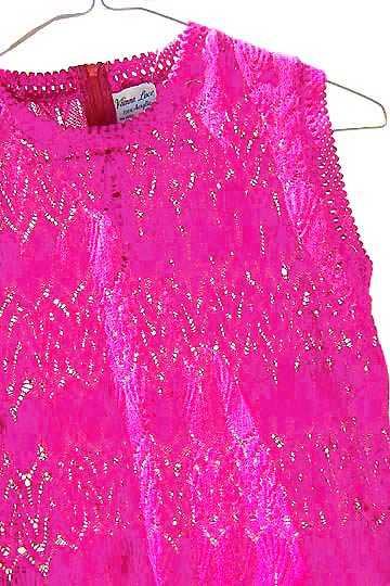 vintage 60s peekaboo pink knit tank top