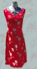 firecracker mums vintage asian red silk dress