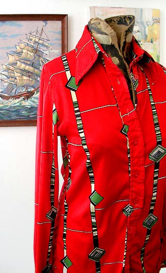 vintage 70s red nylon shirt