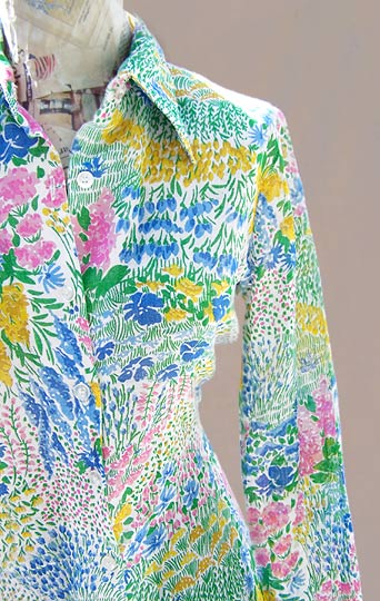 vintage 70s sheer floral blouse