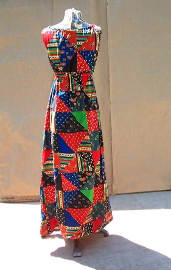 vintage 70s boho patchwork maxi dress