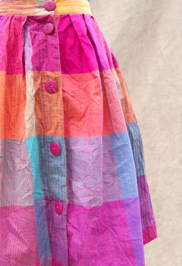 vintage 80s rainbow madras skirt