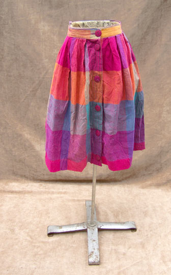 vintage 80s rainbow madras skirt