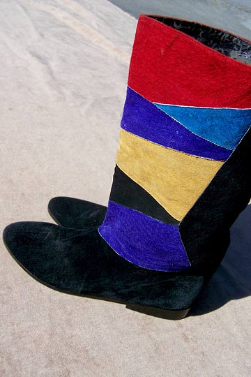 vintage 80s colorblock suede boots