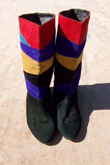 vintage 80s colorblock suede boots