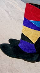 painterly vintage 80s color block suede boots