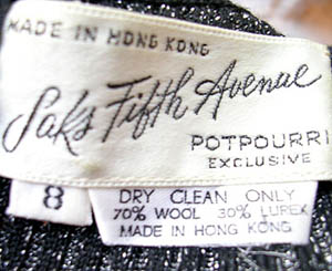 vintage 60s Saks 5th Ave label