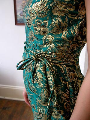 60s green brocade dress