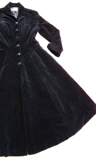 vintage 40s hourglass velvet coat