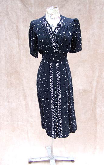 vintage 40s swing navy sheer dress