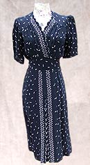 vintage 40s swing navy scalloped dress