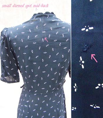 vintage 40s navy sheer dress flaw