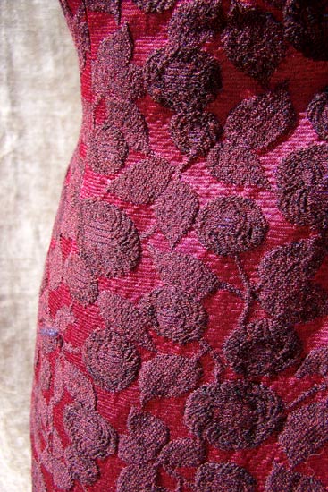 vintage 50s rose brocade dress
