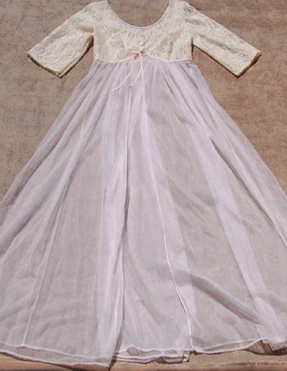 vintage 60s chiffon peignoir robe