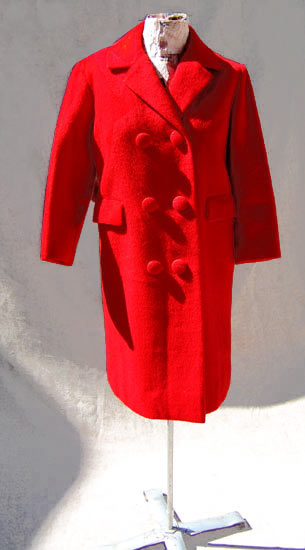 vintage 50s red wool coat