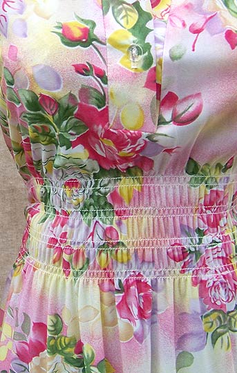 vintage 60s 70s Cracker Barrel smocked floral dress