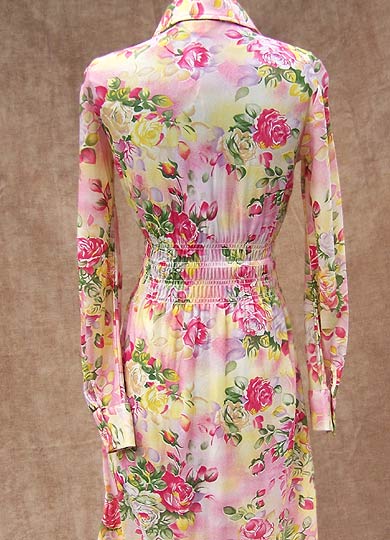 vintage 60s 70s Cracker Barrel smocked floral dress
