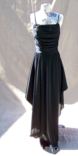 vintage 70s glossy black dress