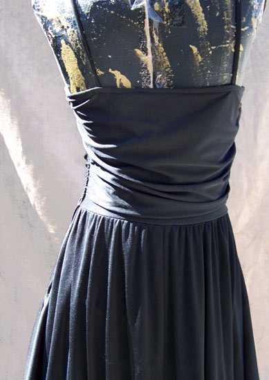 vintage 70s draped black dress