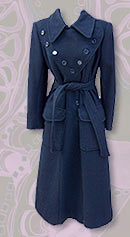 vintage 60s belted navy wool coat