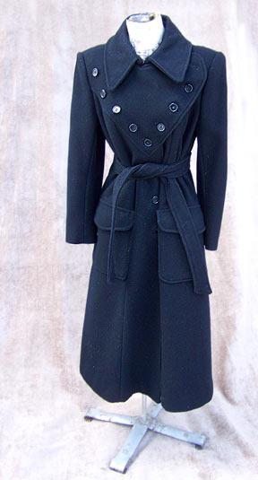 vintage 60s belted navy wool coat