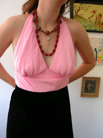 vintage 90s pink velvet halter dress