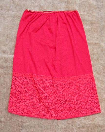 vintage 50s red nylon half-slip