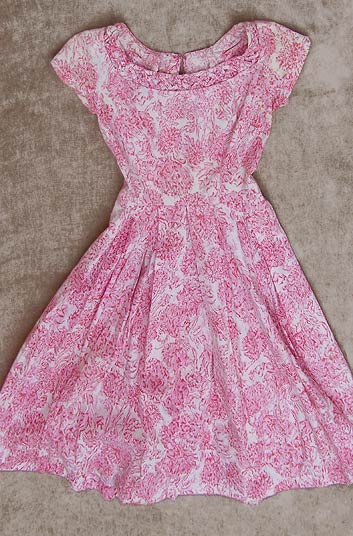 vintage 50s braided cotton print dress