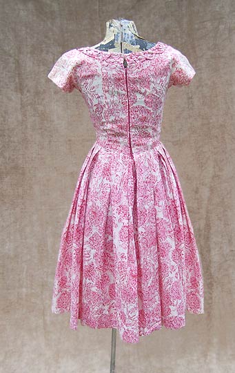 vintage 50s braided cotton print dress