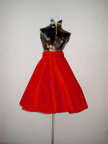 vintage 50s red felt circle skirt
