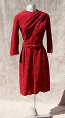 red velvet vintage 50s red pencil dress swag