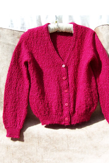 vintage 60s scarlet mohair cardigan sweater