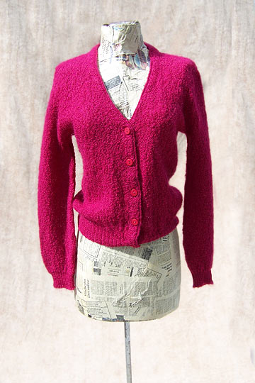 vintage 60s scarlet mohair cardigan sweater