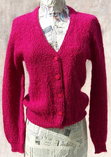 vintage 60s scarlet mohair cardigan sweater