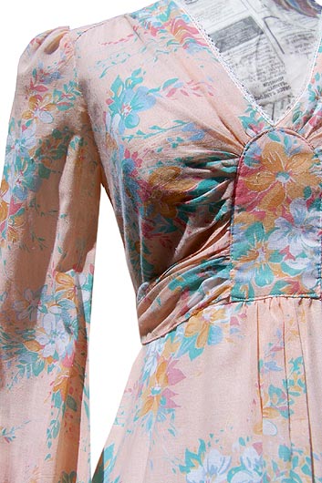vintage 70s sheer floral maxi dress