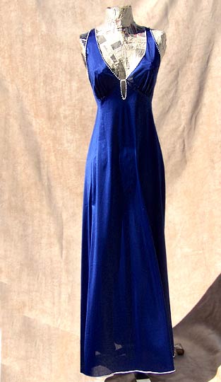 vintage 70s Vanity Fair navy nightgown