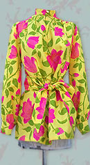 vintage doupioni floral silk blouse