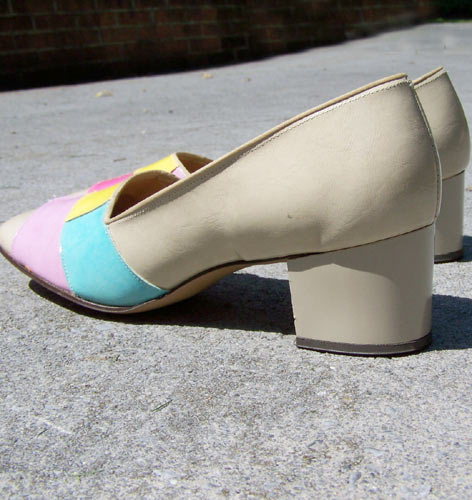 70s color block heels