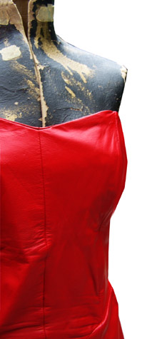 80s red leather dress