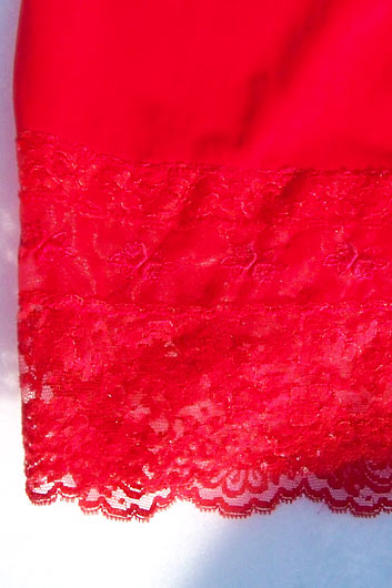 vintage 50s frilly red lace slip