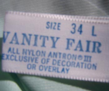 vintage 70s Vanity fair label